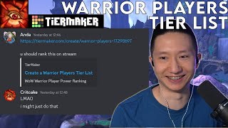 WARRIOR PLAYERS TIERLIST [upl. by Yeliak375]