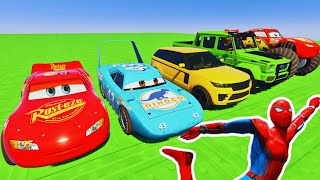 SPIDERMANS MEGA RAMP CHALLENGE WITH EXCITING SUPER CARS 🚗💥  GTA V [upl. by Samale148]