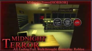 Midnight Terror HORROR All Ending Full Walkthrought Gameplay Roblox [upl. by Selin285]