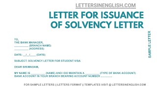 Solvency Letter for Student Visa – Sample Request Letter to Bank for Issuance of Solvency Letter [upl. by Fawcette]