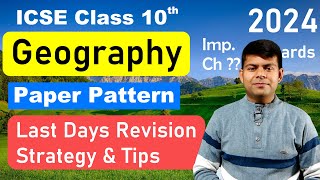 Geography Class 10th Paper Pattern amp Strategy for 2024 Exam  Important Chapters [upl. by Aisor]