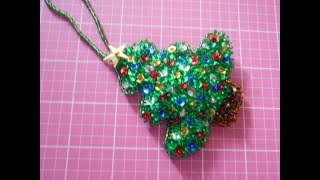 Christmas tree ornament tutorial beaded and sequined tree ornament tutorial [upl. by Anirt]