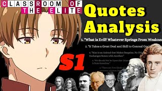 Classroom of the Elite Opening QUOTES Analysis Season 1 [upl. by Noseaj]