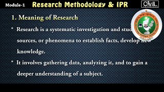 Module1 I Meaning of Research I Research Methodology amp IPR [upl. by Alana813]