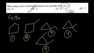 How many cyclic structural isomers are possible for C5H10 [upl. by Marlin]