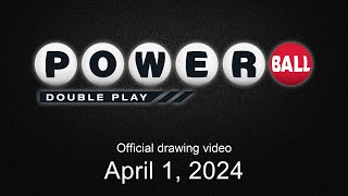 Powerball Double Play drawing for April 1 2024 [upl. by Adala455]