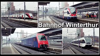 Zugsichtungen vom Perron 89 aus beim Bahnhof Winterthur Kanton Zürich Schweiz 2022 [upl. by Laundes]