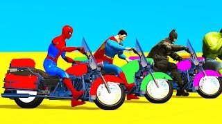 Learn Colors Motorcycles Bikes for Kids w Fun Superheroes Cartoon For Babies Toddlers [upl. by Larrej]