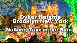 Rain Walking Tour of Dyker Heights Christmas Lights NYC Christmas Walk 2023 [upl. by Llerrad332]