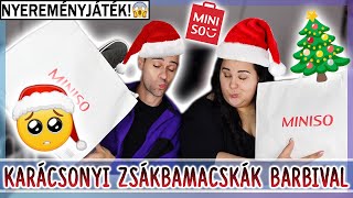 KARÁCSONYI MINISO ZSÁKBAMACSKA NYITÁS CHRISTINÁVAL Barbi xD  nyereményjáték 🎅🎄 [upl. by Enirol133]