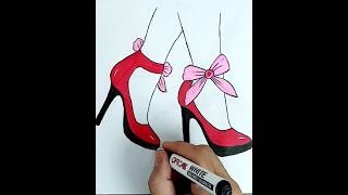 High Heel Shoe Coloring 👠👠🌈 Satisfying Art Painting ♥️ art drawing painting [upl. by Attenat]