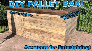 How I made a Pallet Bar with a Fridge and Storage Great for Entertaining [upl. by Nosae]