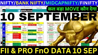 FII DII Data Analysis For Tuesday 10 sep 🔥 FII FampO Data analysis Tuesday 🔥 finnifty expiry option [upl. by Ettezel]