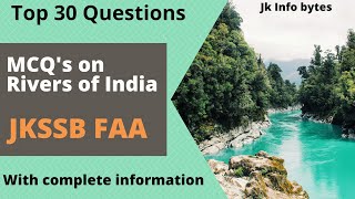 Important MCQs on Rivers of India  JKSSB Finance accounts assistant  GK [upl. by Swainson]