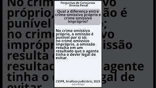 Crime omissivo próprio e impróprio shorts [upl. by Col]