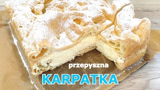 Najlepsza Karpatka  wysoka obłędnie pyszna 👌prosty przepis na dużą blachę 👍 idealne ciasto parzone [upl. by Assylem659]