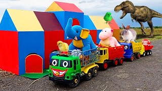 TRUCK ROLLING ANIMALS TRANSPORTING MOTHER COWS ELEPHANT CAPS COLORFUL CHICKENS CUTE DUCKLES LION [upl. by Mcnelly17]