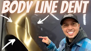 Body line dent repair  Paintless dent tutorial [upl. by Baudoin]