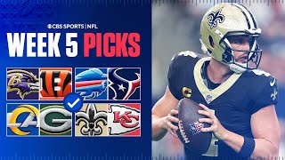 NFL Predictions and Best Bets For EVERY Week 5 Game Saints at Chiefs and MORE [upl. by Shepp]