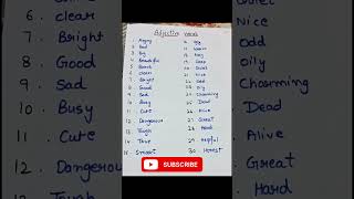 Adjective words adjectives  adjective words list english grammar adjectives [upl. by Atiugram]