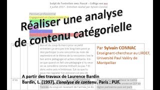 Réaliser une analyse de contenu catégorielle [upl. by Ermina]