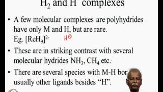 Metal dihydrogen and hydrides 14 NPTEL [upl. by Sokairyk]