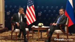 Barack Obama in open microphone gaffe with Dmitry Medvedev [upl. by Ahsilahk315]