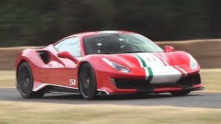 710hp Ferrari 488 Pista Sound In Action  Acceleration Fly Bys amp Downshifts [upl. by Ahseiyk]