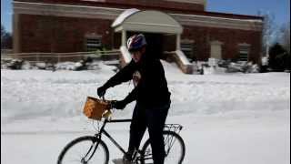 SlipNot Bicycle Snow Tire Chain Test  Nemo Blizzard Winter Storm 2013 [upl. by Tekla520]