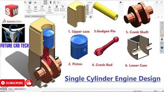 SingleCylinder Engine Assembly amp Motion solidworkstutorial futurecadtech [upl. by Dennis947]