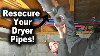 Resecuring and Sealing Up Dryer Vent Pipes  Tips on Proper Installation to Prevent Lint Build Up [upl. by Iraam]