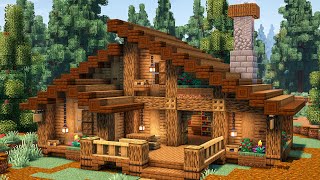 Minecraft How to Build a Simple Survival House  Cabin House Tutorial [upl. by Suhsoj]