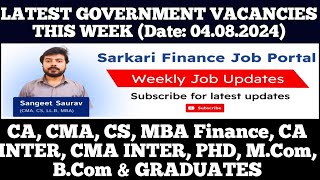 Latest Govt PSU Jobs Update 040824  CA CMA CS MBA CA Inter CMA Inter MCom BCom Graduate [upl. by Ellenaj]