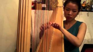 Kilby Li plays Kulhaus Theme and Variations on harp [upl. by Gokey107]