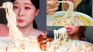 ASMR BEST CREAMY SHRIMP PASTA eating sound Satisfying Mukbang Compilation [upl. by Glennis]