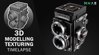 Rolleiflex Camera 28F  3D Modelling  Texturing amp Lighting Timelapse [upl. by Gundry]