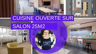 Cuisine ouverte sur salon 25m2 à 30m2  6 projets Inspiration maison [upl. by Sheri]