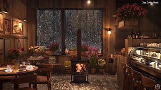 Mellow Coffee Shop Ambience ☕ Rainy Jazz Piano and Bossa Nova for Studying and Unwinding [upl. by Silyhp]