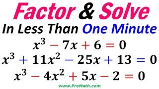 Factor and Solve Cubic Equations in Less Than One Minute  Super Simple Trick [upl. by Pazit]