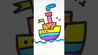 Sail Boat  How to Draw Ship For Kids drawing shorts Coloring video [upl. by Zebaj]