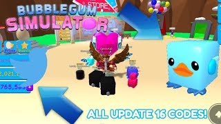 ALL UPDATE 16 CODES IN BUBBLE GUM SIM [upl. by Eedeed]