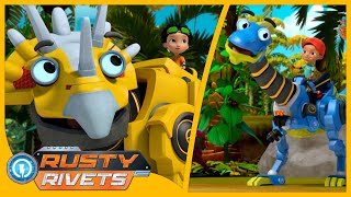 Rusty Sneaks on to Dino Island MORE  Rusty Rivets  Cartoons for Kids [upl. by Zohar]