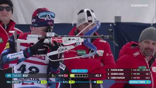 Tarjei Bø INCREDIBLE standing shooting to win the race  Sprint Hochfilzen 2023 [upl. by Mutat943]