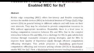 SGCS An Intelligent Stackelberg Game Based Computation Offloading and Resource Pricing Scheme in Blo [upl. by Anawqahs]