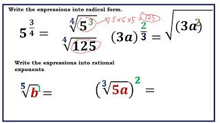 Rational Exponents to Radical and Vice Versa [upl. by Enyrehtac]