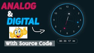 Analog amp Digital Clock  Html CSS JavaScript  Codingpolar  coding [upl. by Ahsikrats]