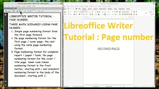 Libreoffice Writer tutorial  page number [upl. by Eema]