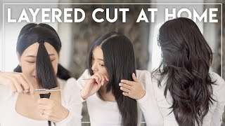 HOW I CUT MY OWN HAIR AT HOME Easiest Long Layers ✂️ [upl. by Sregor]