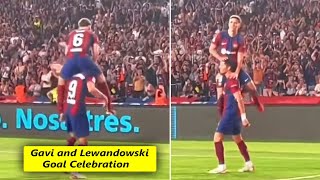 Gavi Celebration on Lewandowski Goal in Barcelona Match Against Real Betis [upl. by Nirak]