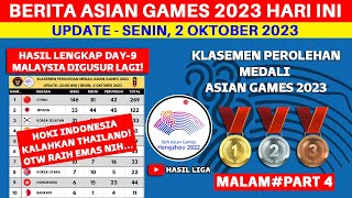 HASIL LENGKAP MATCHDAY 9 MALAYSIA DIGUSUR LAGI  Klasemen Perolehan Medali Asian Games 2023 Terbaru [upl. by Raphael398]